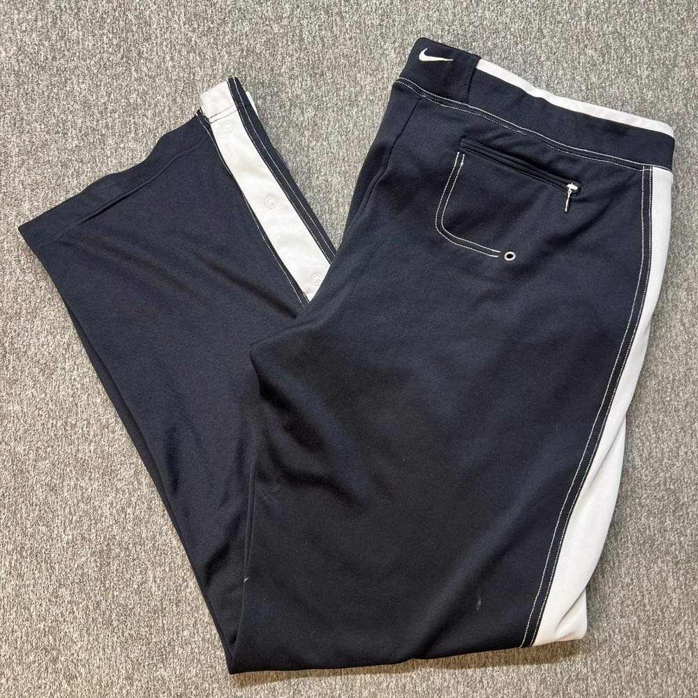 Nike Mens Track Pants Black White‎ Side Stripe Snap Button XL 250869